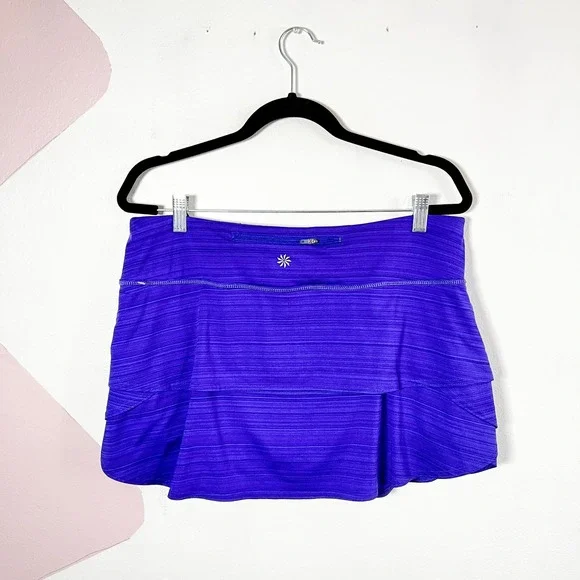 Athleta Swagger Skort Sz Large Tennis Skirt Purple Ruffle Sporty Athletic - Picture 3 of 9